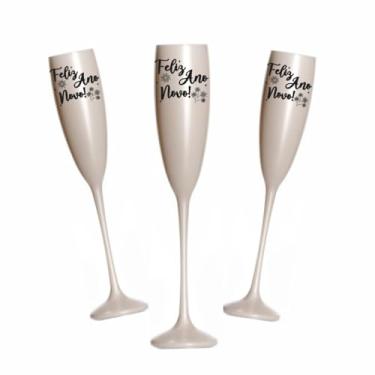 Imagem de Kit 15 Taças Espumante 190ml Acrílica ANO NOVO (Branco Pérola)