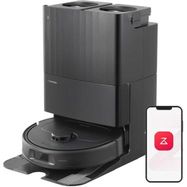 Imagem de Robô aspirador de pó e passa pano Roborock Qrevo S, seca/esvazia/reabastece automaticamente, sucção 7.000Pa, autolavagem dos esfregões giratórios 200RPM com elevação 10mm, desvio de obstáculos, preto