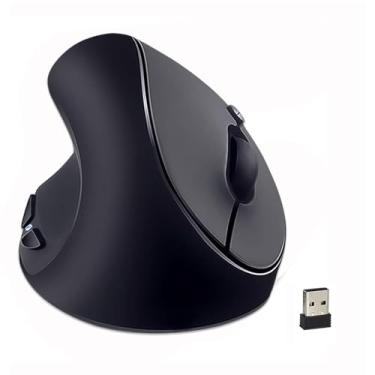 Imagem de Mouse para canhotos 2,4 GHz ergonômico vertical DPI 800/1200/1600 mouse com receptor USB para mãos pequenas preto