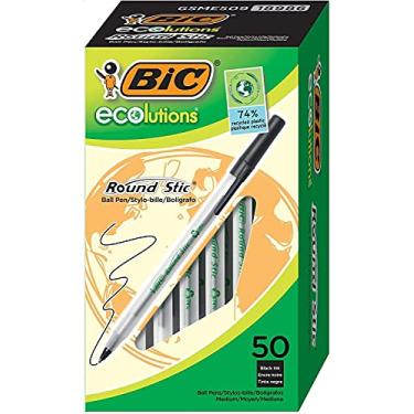 Imagem de BIC Caneta esferográfica redonda Ecolutions, ponta média (1,0 mm), preta, 144 contagens, para uma experiência de escrita suave