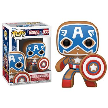 Imagem de Funko Pop Marvel Gingerbread Holiday + protetor: boneco de vinil Pop! (conjunto de presente com caixa protetora de colecionador ToyBop) (pão de gengibre Capitão América)