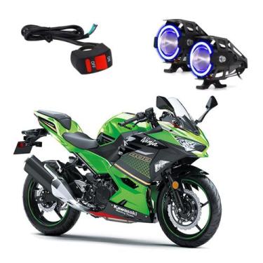 Imagem de Par Farol de Milha Angel Eye U7 Azul para Moto Kawasaki NINJA 400CC 45