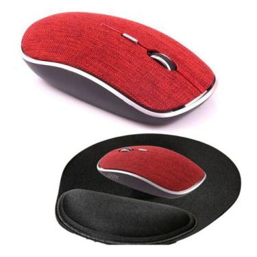 Imagem de Mouse Sem Fio 1600 Dpi Ms600 Vermelho Ergonômico + Mousepad - OEX