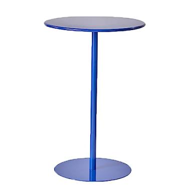 Imagem de Mesa de bar alta mesa de bistrô 24,4/71,9 cm de altura para espaços pequenos, mesa de jantar redonda azul, mesa de ferro de metal para bar, pub, cozinha, sala de estar, apartamento