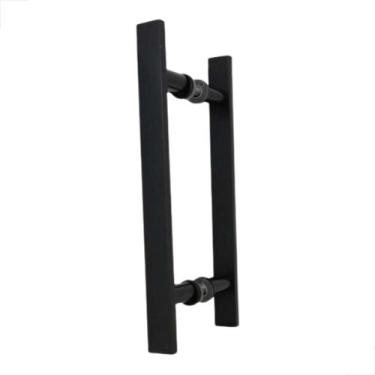 Imagem de Puxador Alumínio Barra Chata 40cm Porta de Vidro - Preto - Fast Vidros