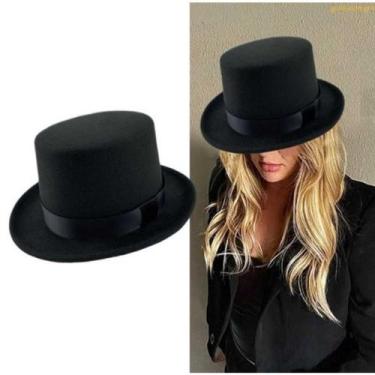 Imagem de Chapéu Cartola Preto de Feltro com Copa Média Alta Mágico Unissex - Re