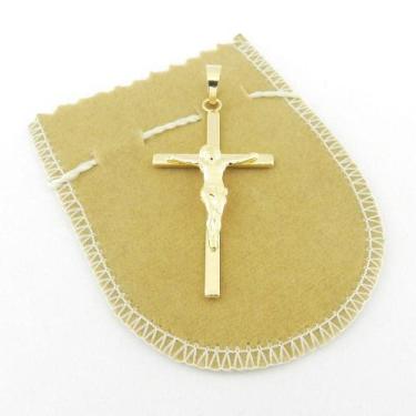 Imagem de Pingente Cruz Cristo 45mm Folheado Ouro Pi119 - Wnbijouterias
