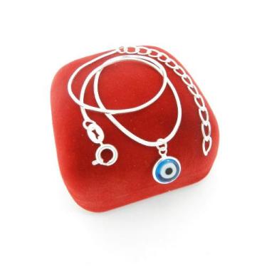 Imagem de Tornozeleira Feminina 25/29cm Olh Grego Folheada Prata Tz105 - WNBIJOU