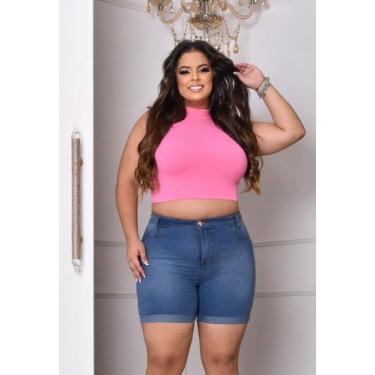 Imagem de Short e Bermuda Jeans  Plus size Feminina Lycra Elastano Empina Bumbum