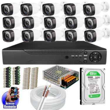 Imagem de Kit Cftv 15 Câmeras Segurança Infravermelho 20 Metros Dvr Multi Hd 16c