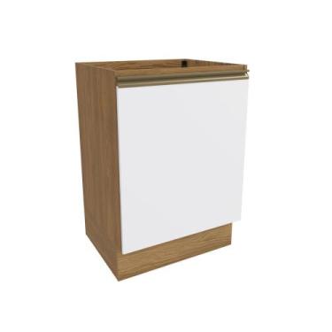 Imagem de Balcão Celeste Kappesberg 100% MDF 1 Porta Nogueira/Branco 60cm