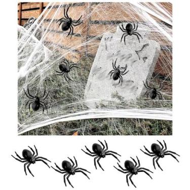 Imagem de Kit para Festa dia das Bruxas Decoração 2 Teias e 6 Aranhas - Toy Mast