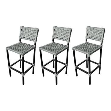 Imagem de Kit 3 Banquetas França Aluminio com Corda Naútica Cinza Claro  - ATHEN