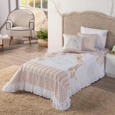 Imagem de Colcha Solteiro 4 Peças Cobre Leito Infantil Girafa Baby - Top Casa