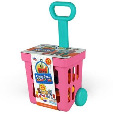 Imagem de Carrinho De Compras Infantil Supermercado Acessórios Menina - Pakitoys