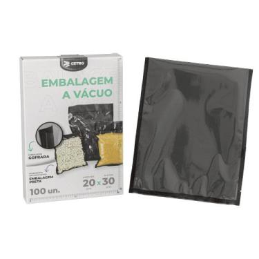 Imagem de Embalagem a Vácuo 20x30cm - 100 Unidades Gofrada Preta em Sacos Pré-Fo