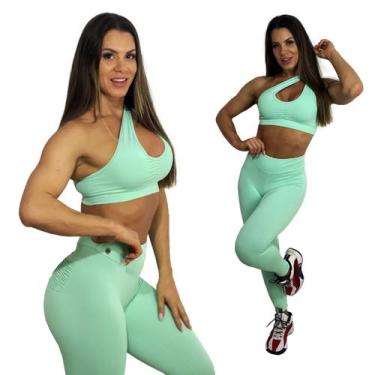 Imagem de CONJUNTO FITNESS CALÇA EMPINA BUMBUM E TOP VERDE MENTA - Tam único  - 