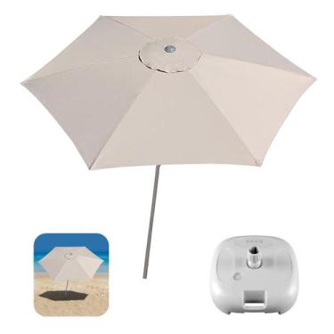 Imagem de Kit Ombrelone Guarda Sol 2,4m Sombreiro Alumínio Malibu Bege Base Plás