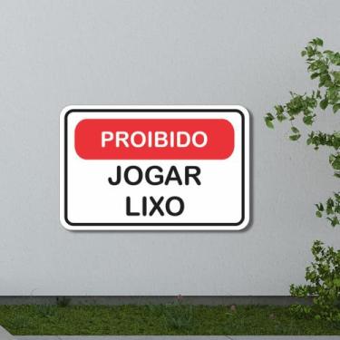 Imagem de Placa de Sinalização Aviso Proibido Jogar Lixo 20x13 cm - Art Print