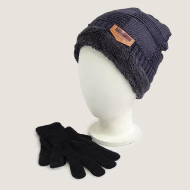 Imagem de Gorro Masculino Touca Forrado Térmico + Luva Tamanho G Veludo Por Dent