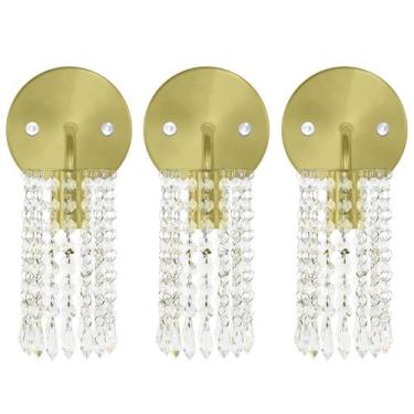 Imagem de Kit 3 Arandelas Cristal Acril. Clearcrillic Redondo Dourado - MARRYLUZ