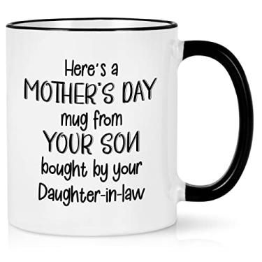 Imagem de Cabtnca Presente para a sogra, presentes de dia das mães para a sogra, aqui está uma caneca de dia das mães de seu filho comprada por sua nora, presentes engraçados para sogra da nora, 325 ml