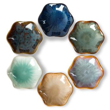 Imagem de NUTRIUPS Tigelas pequenas de cerâmica para acompanhamentos (conjunto de 6 flores)