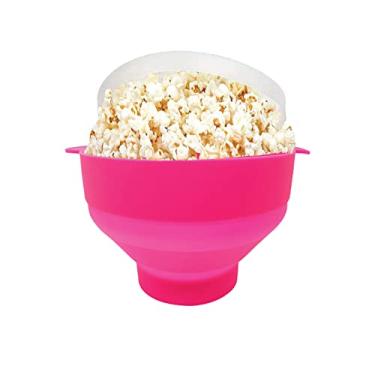 Imagem de Gadgetime USA Pipoqueira de micro-ondas com tampas - silicone - sem necessidade de óleo ou manteiga - tigelas dobráveis - sem BPA - suprimentos para noite de cinema - rosa