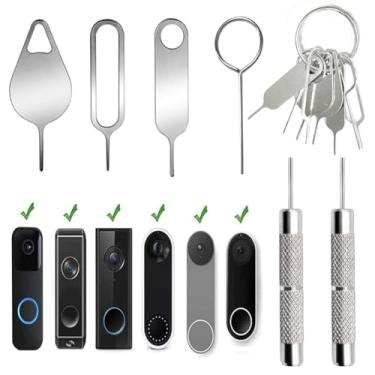 Imagem de 8 peças de ferramenta de remoção de chave de pino de segurança compatível com campainha de vídeo Arlo, campainha de vídeo Eufy e campainha de vídeo Nest, com 2 pinos de remoção de campainha e um