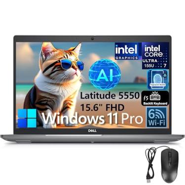 Imagem de Dell Notebook Latitude 5550 15 Business AI, computador FHD de 15,6 polegadas, Intel Ultra 7 155U (Beat i7-1355U), RAM DDR5 de 32 GB, SSD PCIe de 1 TB, WiFi 6, teclado retroiluminado, leitor de