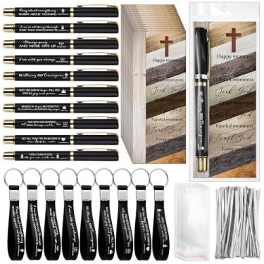 Imagem de Lincia 30 conjuntos de canetas esferográficas motivacionais em massa com chaveiros, presentes religiosos, igreja religiosa, para mulheres, homens, membros do grupo de estudo da Bíblia, membro da