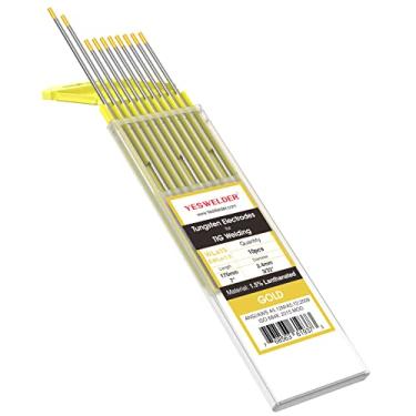 Imagem de YESWELDER 10 pç 0,040"~5/32" x7" TIG Eletrodo de Tungstênio Soldagem 1,5% Lanthanated WL15 Gold, Tungsten Electrode 1.5% Lanthanated(Gold, EWLa-1.5), 3/32"