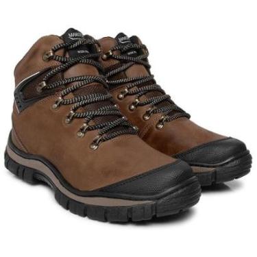 Imagem de Bota Adventure Coturno Couro Masculina Moda Casual Sola Tratorada Cano médio Modelo Robusta Estilos-Masculino