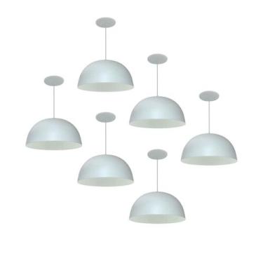 Imagem de Kit 6 Luminária Pendente Meia Lua 24cm Com Interior Branco Brilho Fiaç