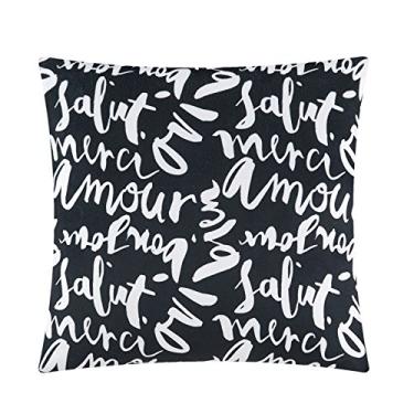 Imagem de Almofada decorativa Idea Nouva Bonjour, 40 x 40 cm, preta e branca