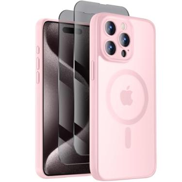 Imagem de Symcele Capa projetada para iPhone 14 Pro, compatível com MagSafe, com protetores de tela de privacidade X2, [proteção da câmera] [proteção contra quedas militares] capa de telefone à prova de choque,