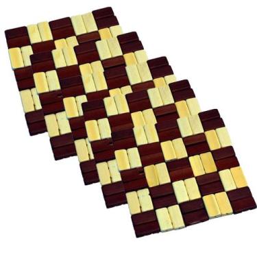 Imagem de Kit 5 Descanso De Panela Bambu Quadrado 14cm - Aliança