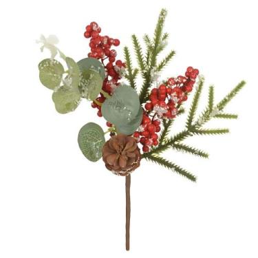 Imagem de Pick Berry Acucarado C/pinha Vermelho 23cm Florarte