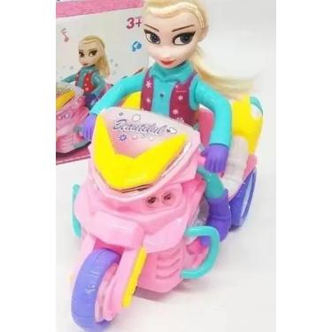 Imagem de Brinquedo boneca na moto gira musical e com luz. - toys