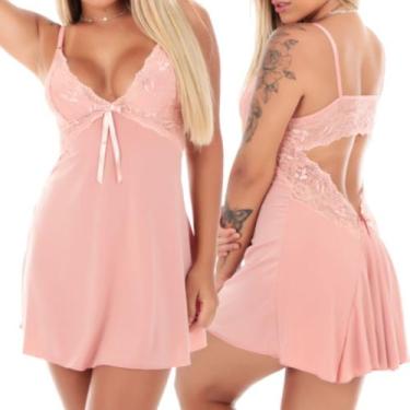 Imagem de Camisola sensual feminina de renda e costas aberta sem bojo - MICLICK 