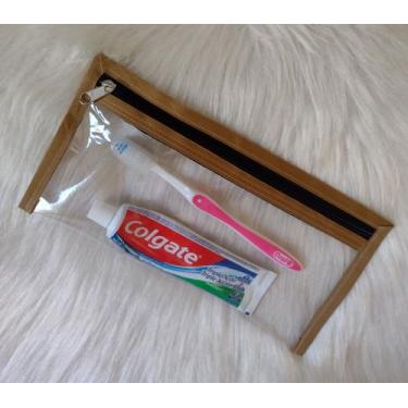 Imagem de Necessarie kit higiene pessoal - Plástico cristal transparente , Ocre