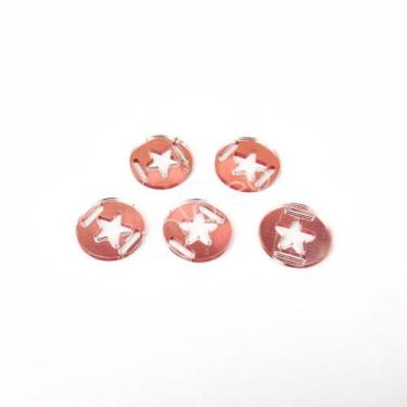 Imagem de Passante em Acrílico Espelho Rosa Estrela Vazada Placa Redonda Passado