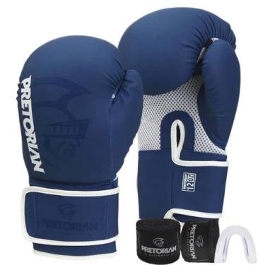 Imagem de Kit Luva de Boxe e Muay Thai First FX2 Pretorian Bandagem, Azul, 10oz