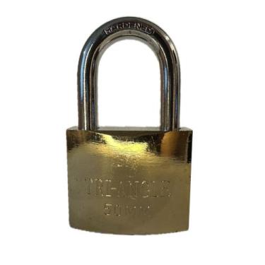 Imagem de Cadeado 50mm Grande Reforçado para portão dourado 3 chaves - sem marca