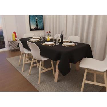 Imagem de TOALHA DE MESA PRETA RETANGULAR 6 LUGARES PARA FESTAS 1,40 x 1,80 - Me