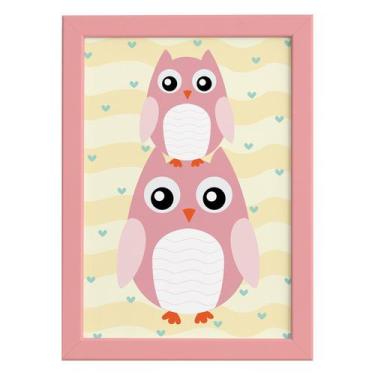 Imagem de Quadro Infantil Coruja Baby Moldura Rosa 22x32cm - Quartinhos