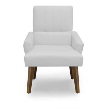 Imagem de Poltrona Cadeira Decorativa Sala de Jantar Itália Suede Branco - Casa 