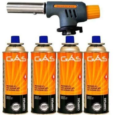 Imagem de Kit 1 Maçarico Culinario Acendimento Manual + 4 Refil De Gás - Nautika