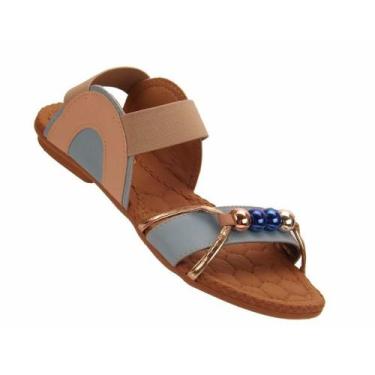 Imagem de Sandália com pérolas rasteirinha,super confortável com elastico e com 