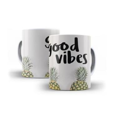 Imagem de Xícara Branca Porcelana Good Vibes + Caixinha - RYLLO